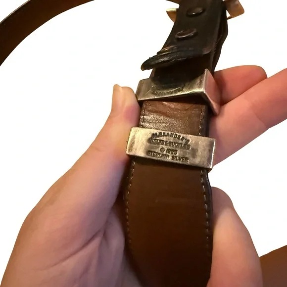 Alexander’s Belt 1995 925 Sterling Silver 1” Black/Brown Reversible Leather 46